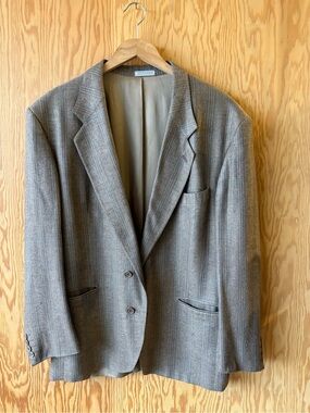 Men's Vintage ‘80’s  Silk Herringbone Blazer - Classic Tailored Jacket